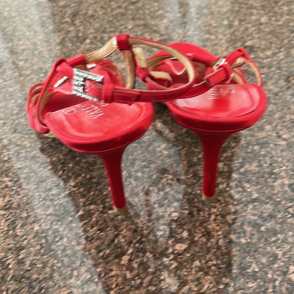 VALENTINO GARAVANI LADIES RED SILVER CRYSTAL HEEL SANDAL-9.5-WEDDING-PARTY-PROM - Picture 11 of 14